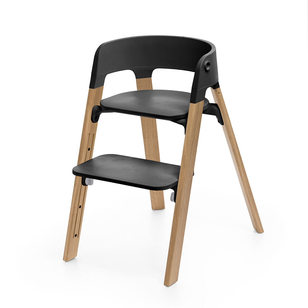 Chair with Black Plastics, Legs Oak Natural